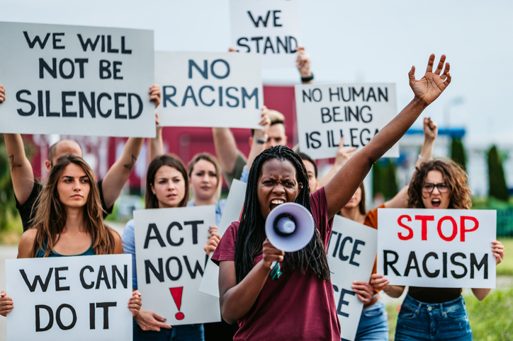 People on strike against racism stock photo _from IStock Stock photo ID:1250506003